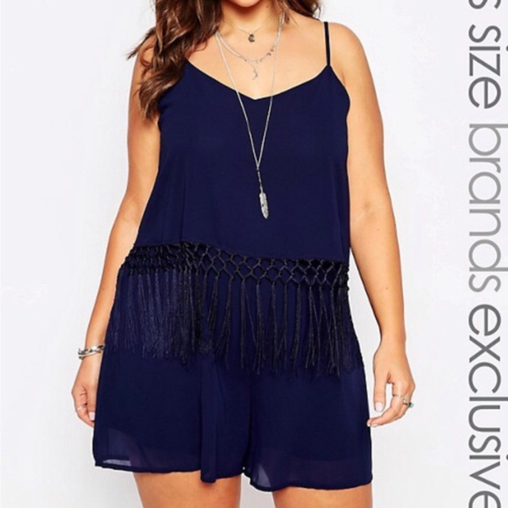 ASOS Curve Navy Romper w Crochet Trim sz20